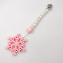 Holiday Christmas Snowflake Teether and Pacifier Clip/Teething Leash Combo