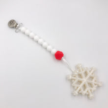 Holiday Christmas Snowflake Teether and Pacifier Clip/Teething Leash Combo