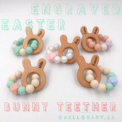 Engraved & Personalized Mini Bunny Easter Silicone Teethers