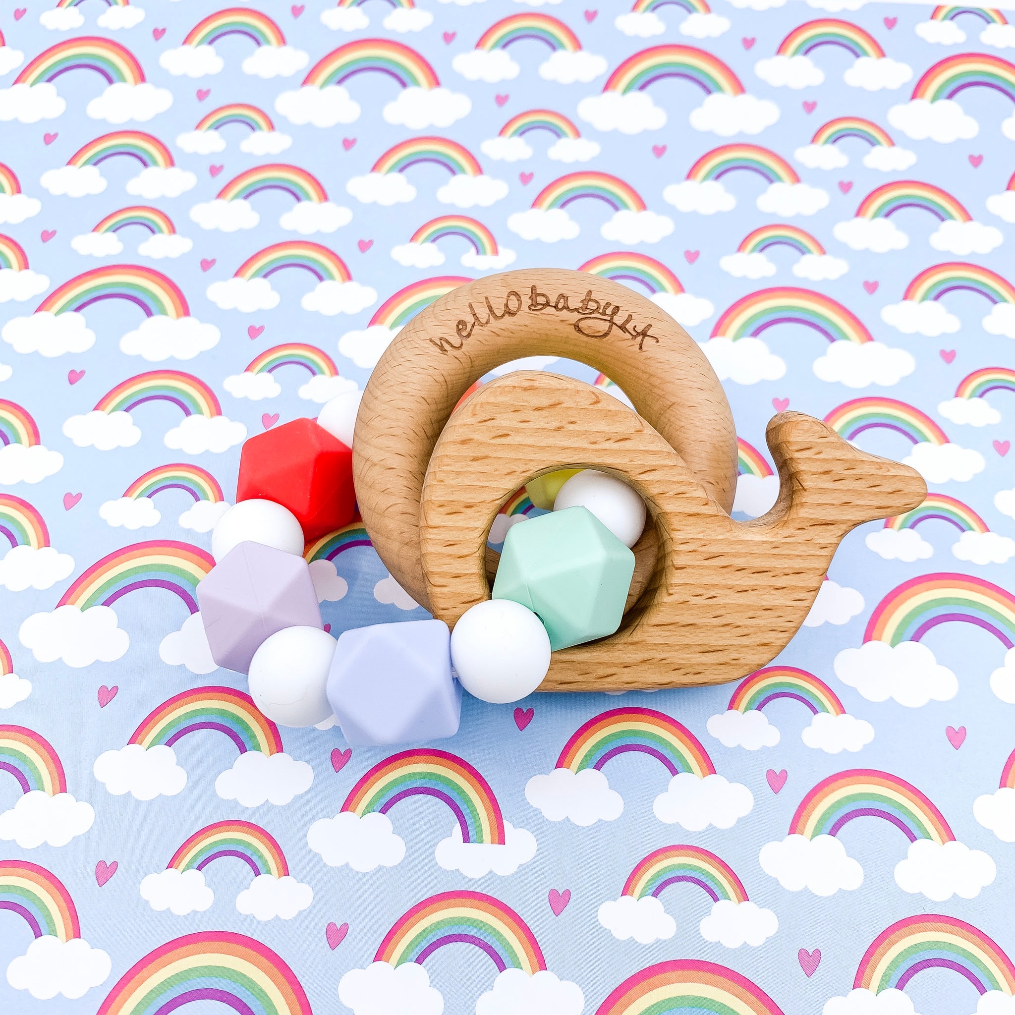 Rainbow Baby Animal Teether Rattle – hellobabyLA, LLC