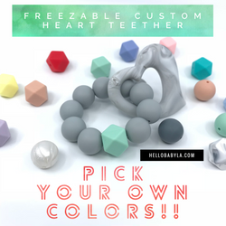 Custom Marble Heart Freezable Silicone Teether (Pick your own colors!)