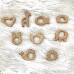 5 PACK Animal Natural Wooden Teether