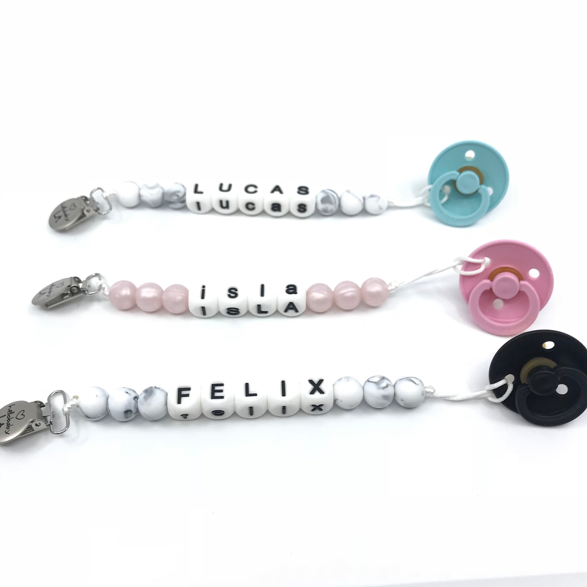 Personalized and Custom Pacifier Clip/Teething Leash – hellobabyLA, LLC